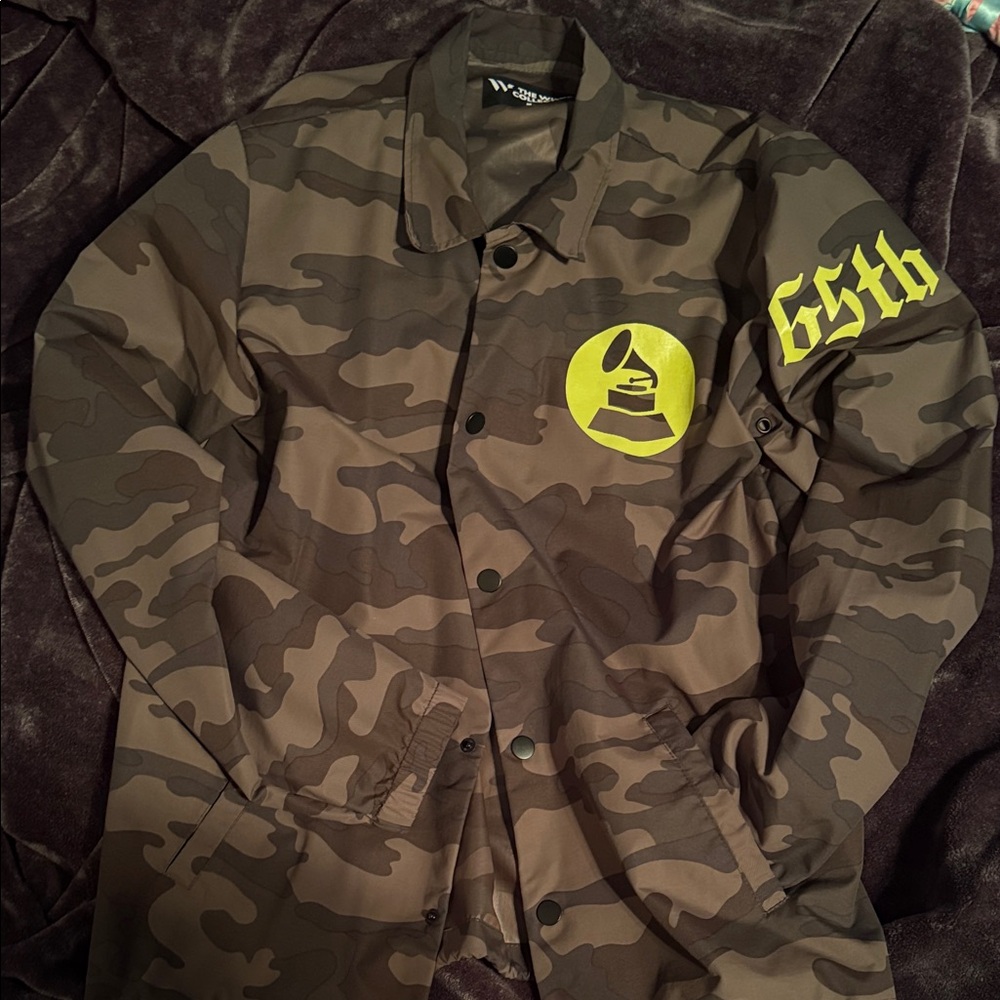 Camo Jacket with 65th GRAMMYs Graphics 
65th GRAMMYs Feb 5, 2023 in LA